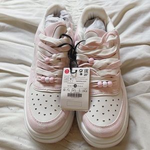 Bershka chunky platform sneakers in pink & white mix ASOS